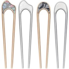 4 Pieces U Shaped Hair Pin Stick Vintage Metal Hair Pin Fork Sticks