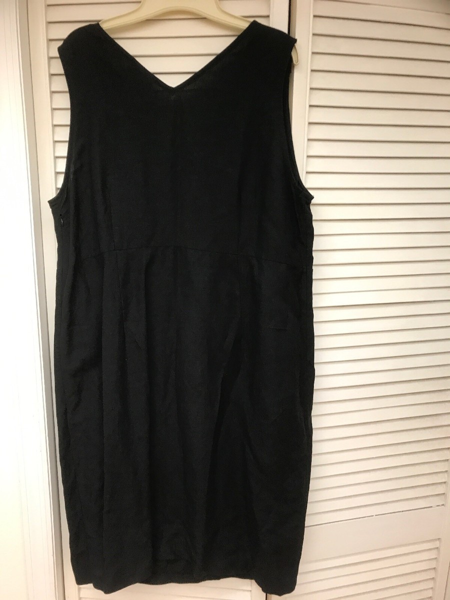 Avenue Black Linen Blend Sleeveless Jumper Dress, Sz 18, Side Zipper, EUC!