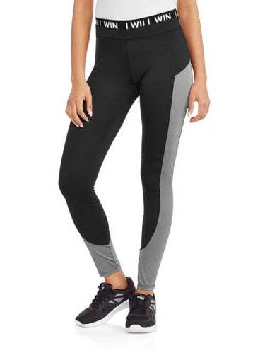 Energie Juniors Mesh Inset Leggings with Double Waistband,Black,X-Large