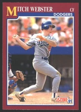 Mitch Webster #68T 1991 Score Rookie & Traded Los Angeles Dodgers