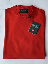   NWT  Alan Paine Ferndown Long-Sleeve Cotton Crew Neck Sweater - Burnt Ochre