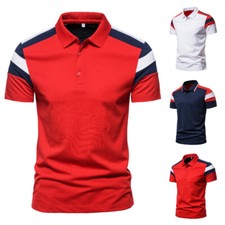 ZONBAILON Color Contrast Business Men's Versatile Travel Polo Shirt Short Sleeve