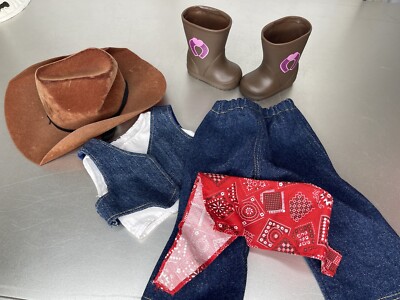 Our Generation Battat Brown Boots Cowboy Hat Outfit Top Pants 18'' Doll