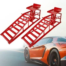 1 Pair Auto Car Service Ramps Lifts Heavy Duty Hydraulic Lift Repair Frame Red