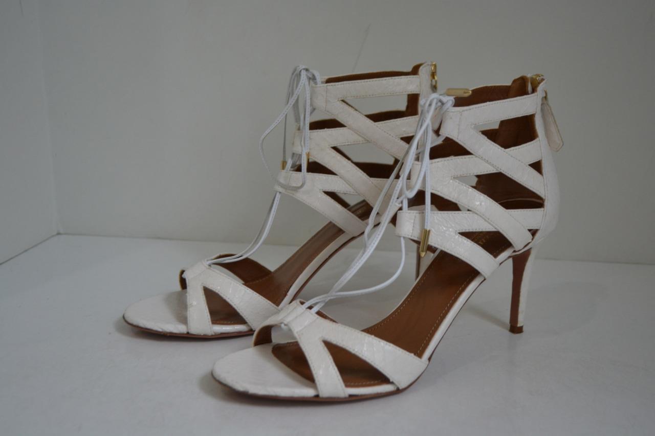 Aquazzura White Python Strappy Sandals/Shoes/Heel… - image 5