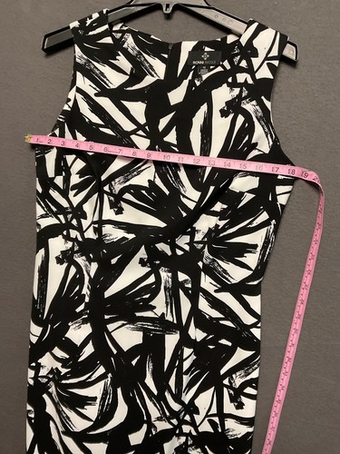 Ronni Nicole Dress 12 Black White Abstract Print Sleeveless Stretch Sheath - Picture 6 of 7