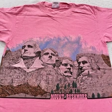 vintage 90s MOUNT RUSHMORE DOUBLE-SIDED WRAP AROUD PRINT T-Shirt MEDIUM soft