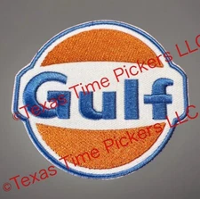 🔥 Gulf Oil Gasoline Embroidered Iron-On Patch Racing Car Mechanic Gas Station