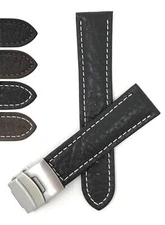 22mm Top Grain Leather Deployment Watch Band for Citizen Promaster Skyhawk