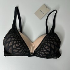 Amoena Pia Bra 32B Padded Mastectomy Wireless Black Sand NEW with Tag