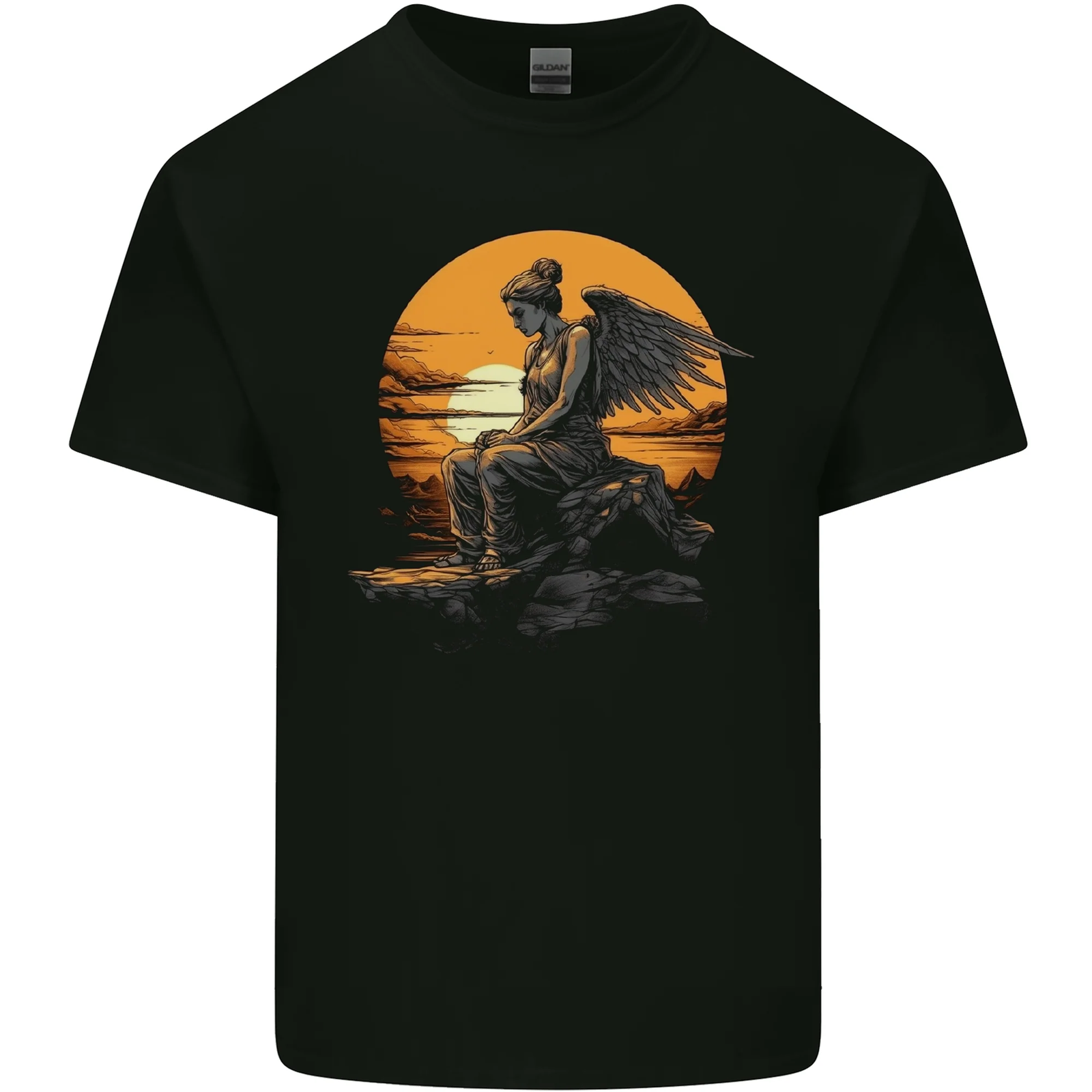 A Fallen Angel Sunset Fantasy Mens Cotton T-Shirt Tee Top