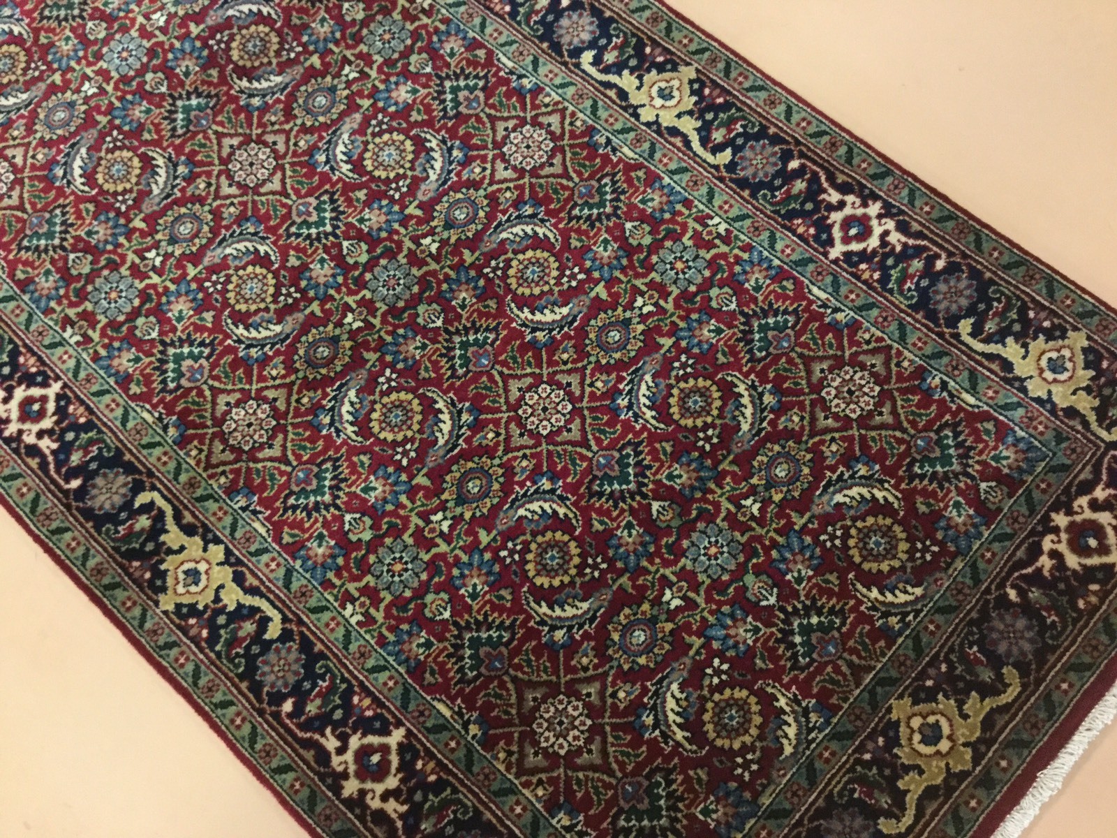 2'.8" X 12’ Red Navy Blue Geometric Oriental Rug Runner Handmade Wool Hallway eBay