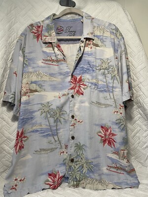Tommy Bahama Shirt Mens X-Large Seasons Greetings Holiday Silk Button Down Shirt