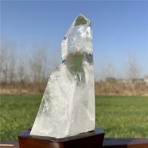 2.86LB Natural Clear quartz Obelisk Reiki Crystal Wand Point Tower + free Stand - Picture 2 of 12