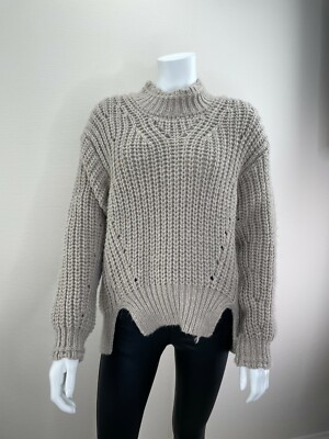 Elbflorenz Italy beige Ecru Stehkragen Grobstrick Pullover 36 38 40