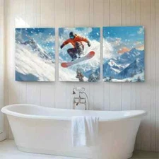 3pcs Snowboarding Adventure Perfect Design Wall Art Canvas Framed 50x70cm