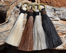 6" Horsehair Shu-Fly Tassels 1" Brass Ring - Natural Colors