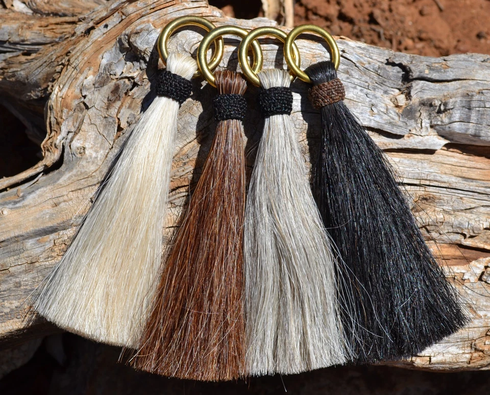 AUSTIN ACCENT 6" Horsehair Shu-Fly Tassels 1" Brass Ring - Natural Colors
