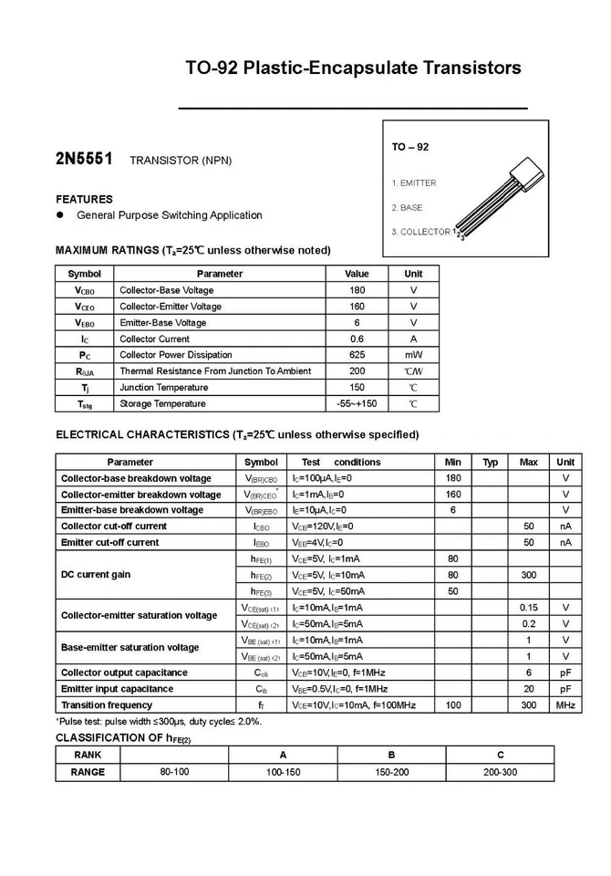 50pcs 25 x 2N5401 25 x 2N5551 Pairs Transistors NPN PNP TO-92 USA Seller - Image 2 of 3