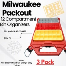 Milwaukee Packout 12 Compartment Bins 3 Pack Organizer Low Profile 48228436
