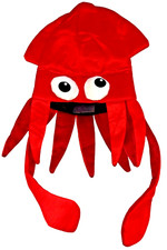 NWOT Large Red SQUID HAT MASK Halloween Costume Accessory One Size Free Ship