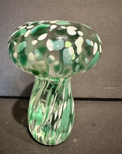 Mushroom Paperweight Alessandro Coppola Italy Green Art Glass And Millefiori - Picture 2 of 7