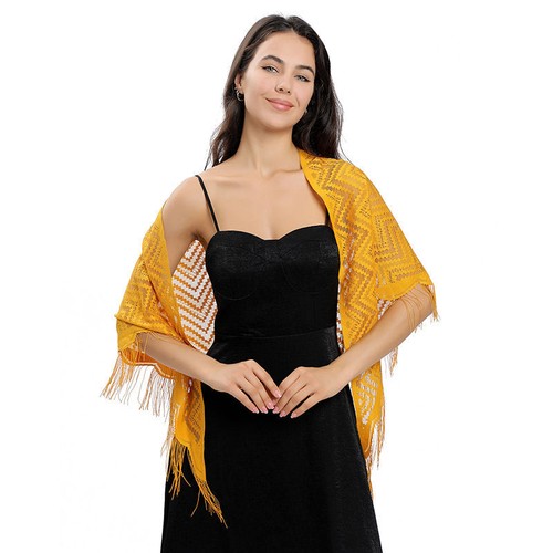 Triangular Shawl Lace Dress Binder Fashion Evening Lace Wave Binder Triangular - Picture 2 of 33