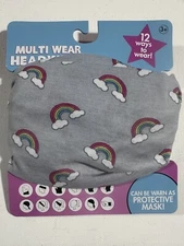 HER Multi Use Headwrap Blue 12 Ways to Wear - Headband/Protective Mask RAINBOW