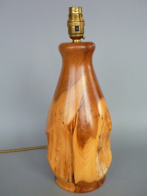 Natur gedrechseltes Holz Tischlampenfuß 11,5'' oder 29 cm PAT - groß Handwerk Vintage