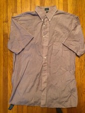 Hunt Club Checkered Short Sleeved 100 Cotton Men's Button Down Sz 15.5 34/35