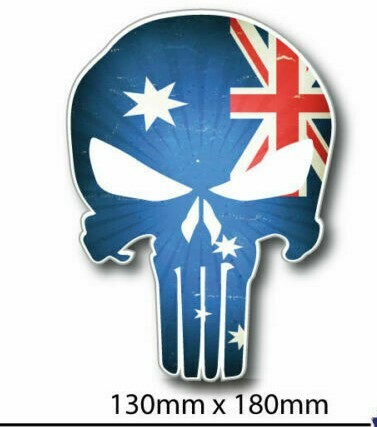 LARGE AU PUNISHER SKULL sticker decal car , laptop, bike, skateboard - Bild 1 von 1