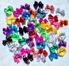 Dog Grooming Bows DBL LPD  Paw Prints Polka Dots  Bones Dog Bows Yorkie Shih tzu