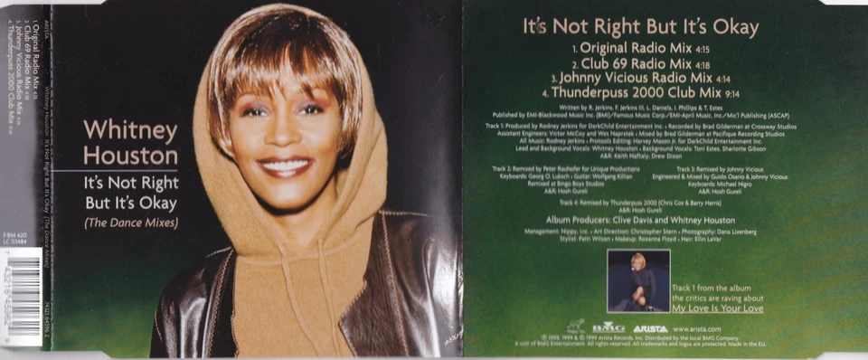 Whitney Houston - It's Not Right But It's Okay (4 Track Maxi CD) - Bild 1 von 1