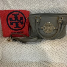 Tory Burch Gray Pebbled Satchel Top Handle, Detachable Strap, Dust Bag, Zip