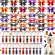 Halloween Dog Collars Bow Ties Pet Collars for Small Medium Dogs Cats