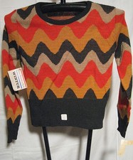 Miss Gotham Earth Tone Soundwave Zigzag 70s Pullover Sweater Wintuk Deadstock