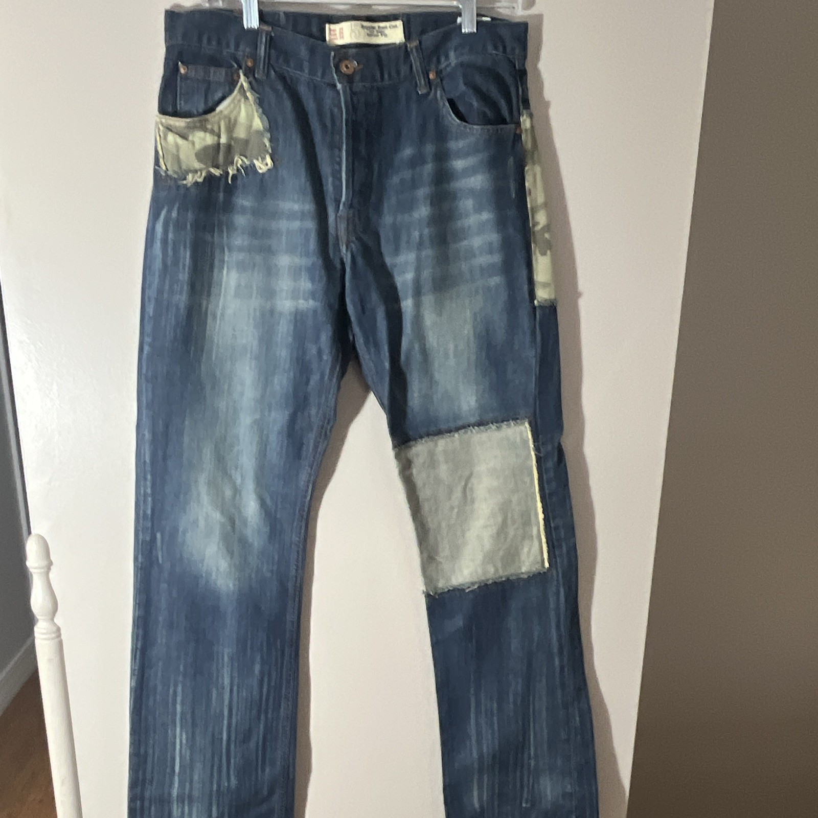 Zara Jeans Bootcut Men's Jeans Blue Denim Cotton Patchwork Button Fly Pockets 34
