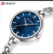 Damenuhren Silber Blau Armbanduhr Quarzuhr Analog Dünn Stahl NEU Uhren Diament
