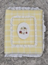 VTG 12x10 Handmade Padded Fabric Covered Photo Album Yellow Gingham Plaid