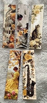 Neu 5 Lesezeichen Karton Bücher Bookmark Romantik