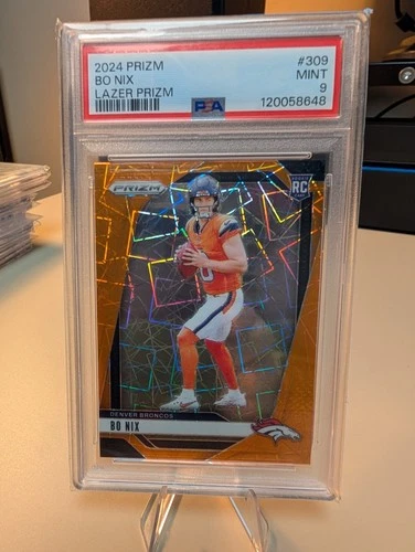 2024 Panini Prizm - Rookies Bo Nix #309 Lazer Prizm (RC) PSA 9