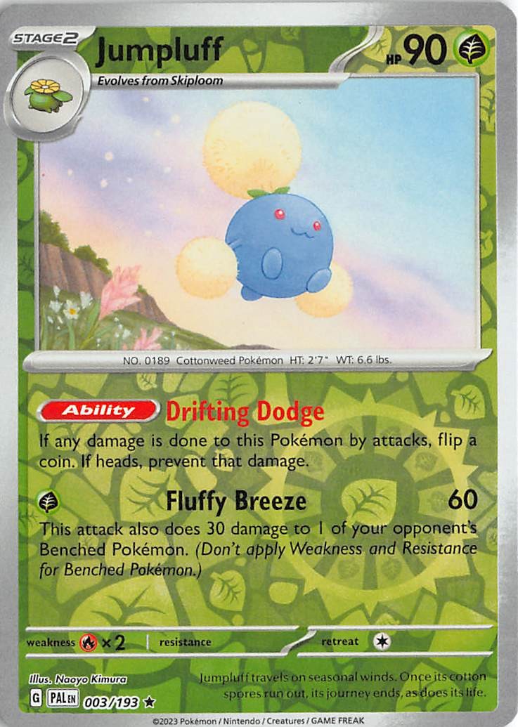 Jumpluff Reverse Holo Rare SV02: Paldea Evolved 003/193 LP