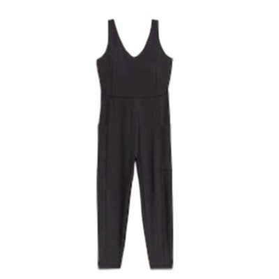 OLD NAVY SIZE LARGE BLACK POWERSOFT SLEEVELESS BODYSUIT 21'' INSEAM POCKETS