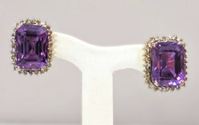 14K Gold Amethyst & Diamond Earrings