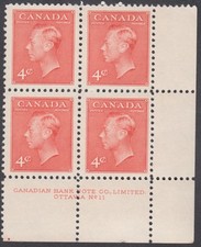 Canada - #306 King George VI Plate Block #11 - MNH