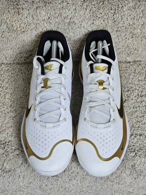 Nike Alpha Huarache Elite 3 Low White Gold Baseball Cleat  display picture 1