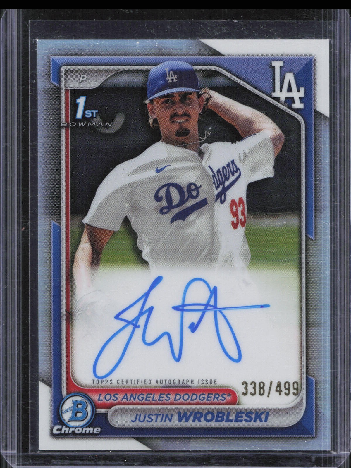 2024 Bowman Chrome Justin Wrobleski 1st Refractor Auto /499 Dodgers