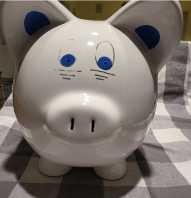 Indianapolis Colts Piggy Bank White Blue Ceramic NFL Collectible Animals Theme