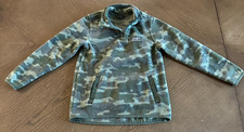 Eddie Bauer Kids Fleece Pullover Size XS 5/6 Green Camo Quarter Zip Warm Jacket