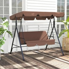 Image of 3 Seater Swing Chair w/ Adjustable Canopy Patio Hammock Bench Outdoor Seat